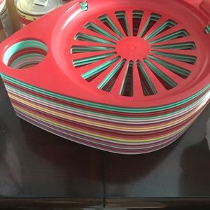 Lot of plastic trays with cup holders